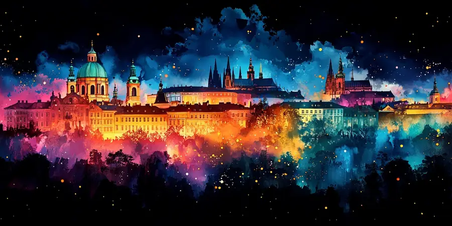 Noční Pražský hrad a historická Praha